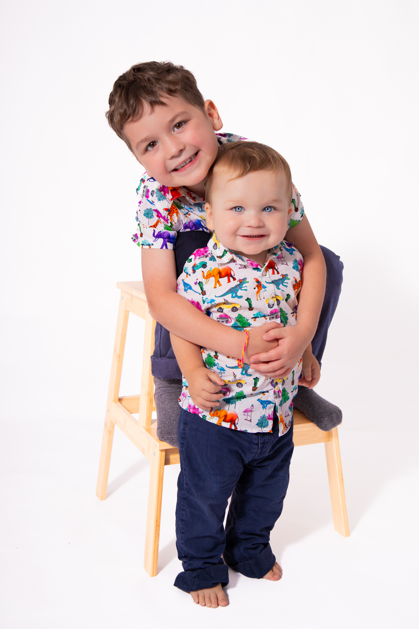 brothers sibling photography session in stroud wearing matching shirts